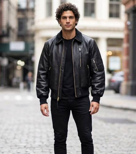 Men black leather flight - men’s,